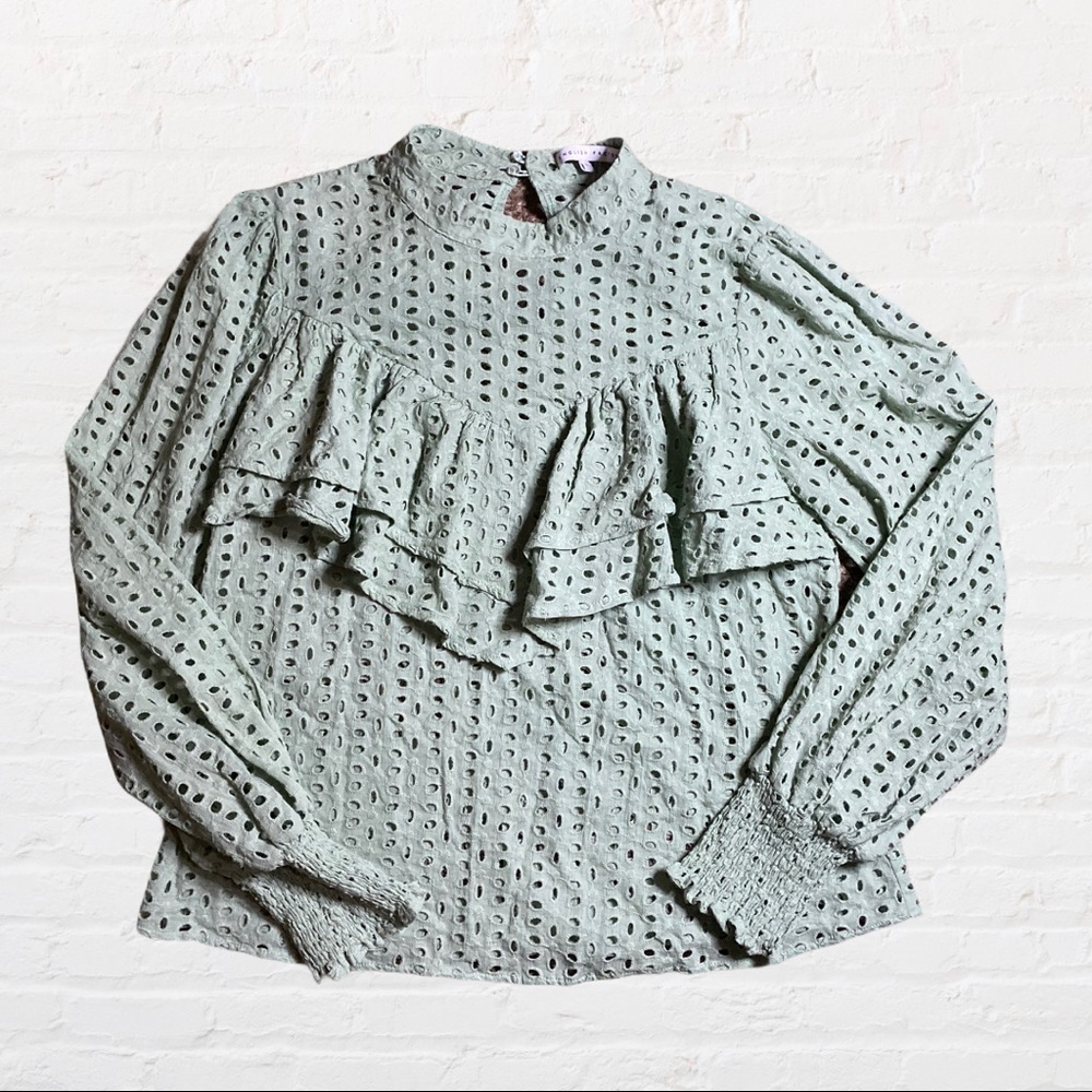 Larsa Cotton Ruffle Eyelet Top